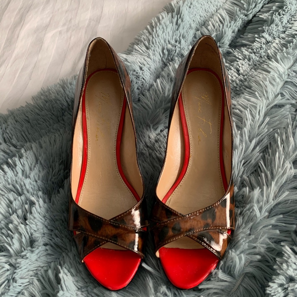 Patent leopard pumps.